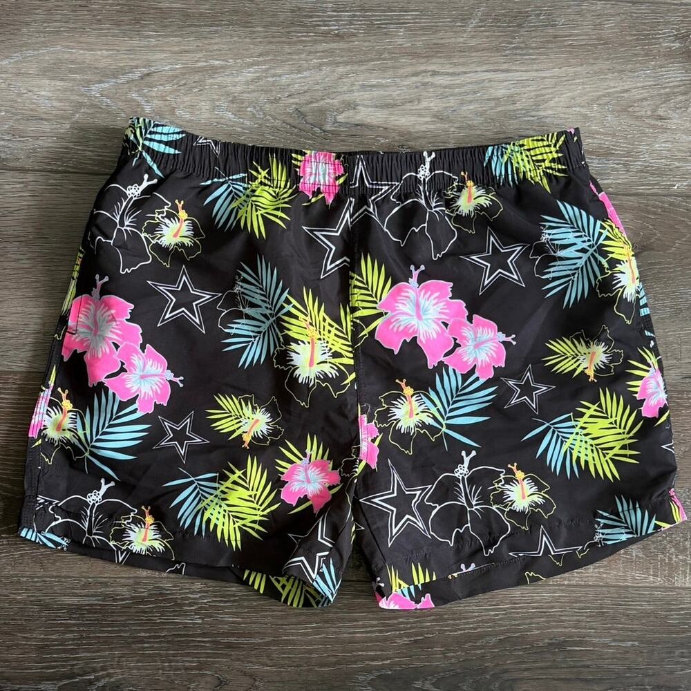 Dallas Cowboys FOCO Neon Floral Swim Trunks NWT Men’s Large Beach Shorts